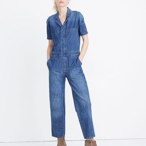 Madewell short sleeve denim jumpsuit